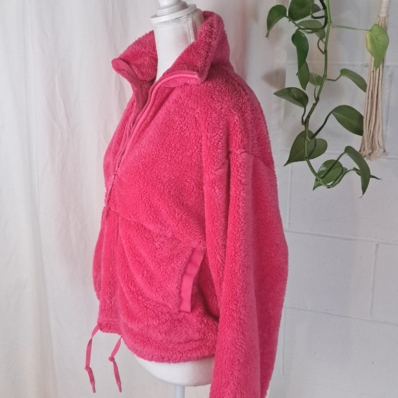 All In motion Oversized High Pile Fleece Half Zip Pullover Pockets Pink SzS - Picture 6 of 14
